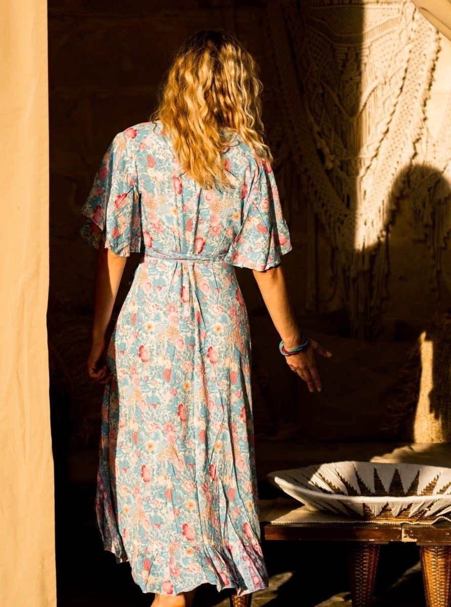 Vestito lungo a portafoglio manica corta Ida - pitonato - Bijondo