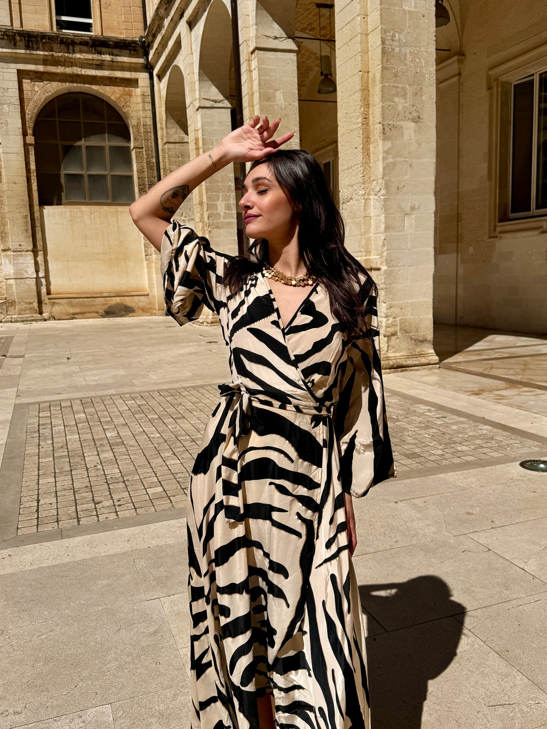 Vestito lungo a portafoglio, seta Gigi-vestito-Bijondo-Bijondo