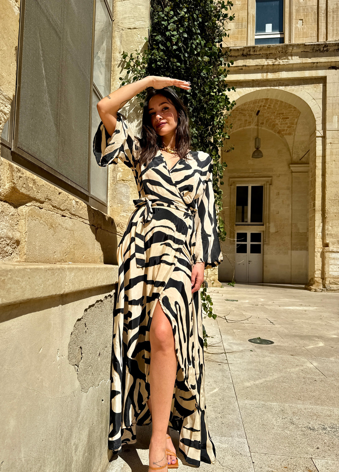 Vestito lungo a portafoglio, seta Gigi-vestito-Bijondo-Bijondo