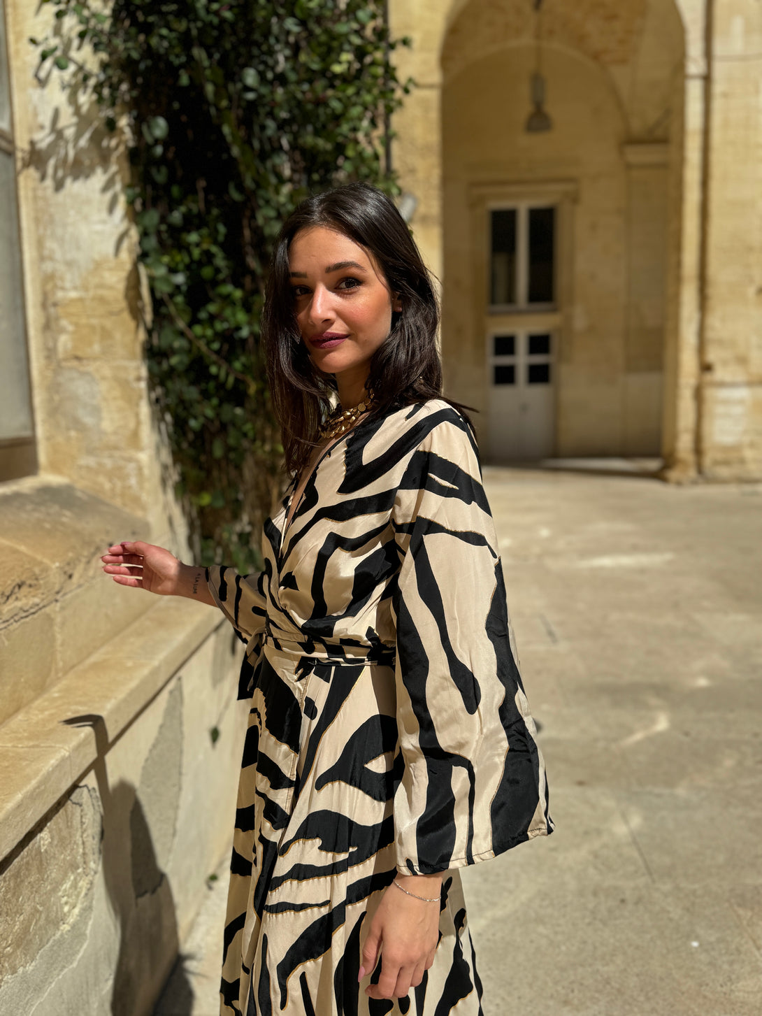 Vestito lungo a portafoglio, seta Gigi-vestito-Bijondo-Bijondo