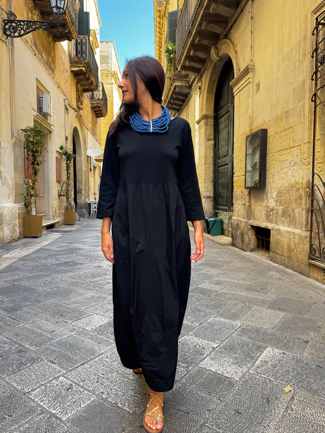 Vestito lungo a uovo Mimi-Vestito-Bijondo-Nero-taglia unica-Bijondo