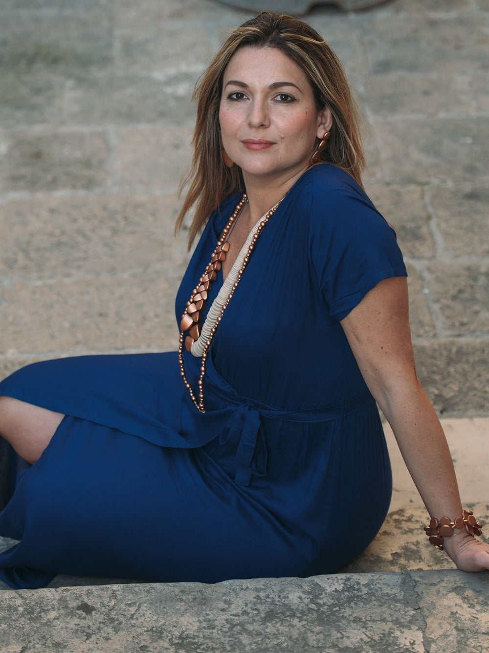 Long crossover dress with Karlie sash – Bijondo
