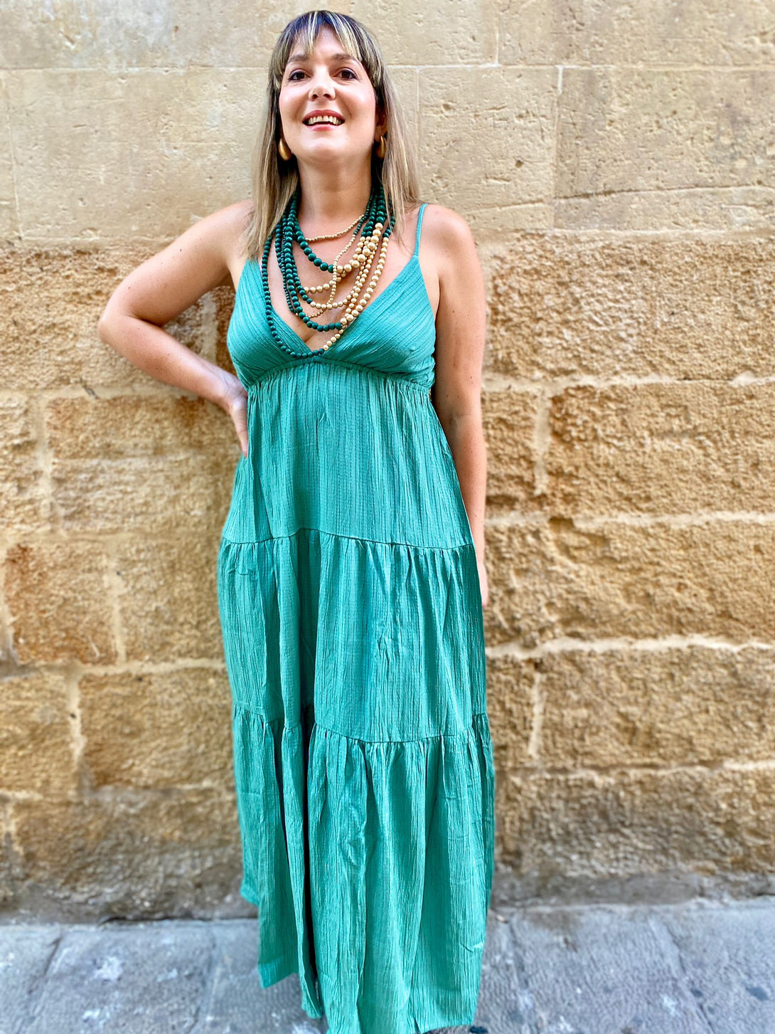 Vestito lungo boho bretelle regolabili Sara-Vestito-Bijondo-verde-S-M-Bijondo