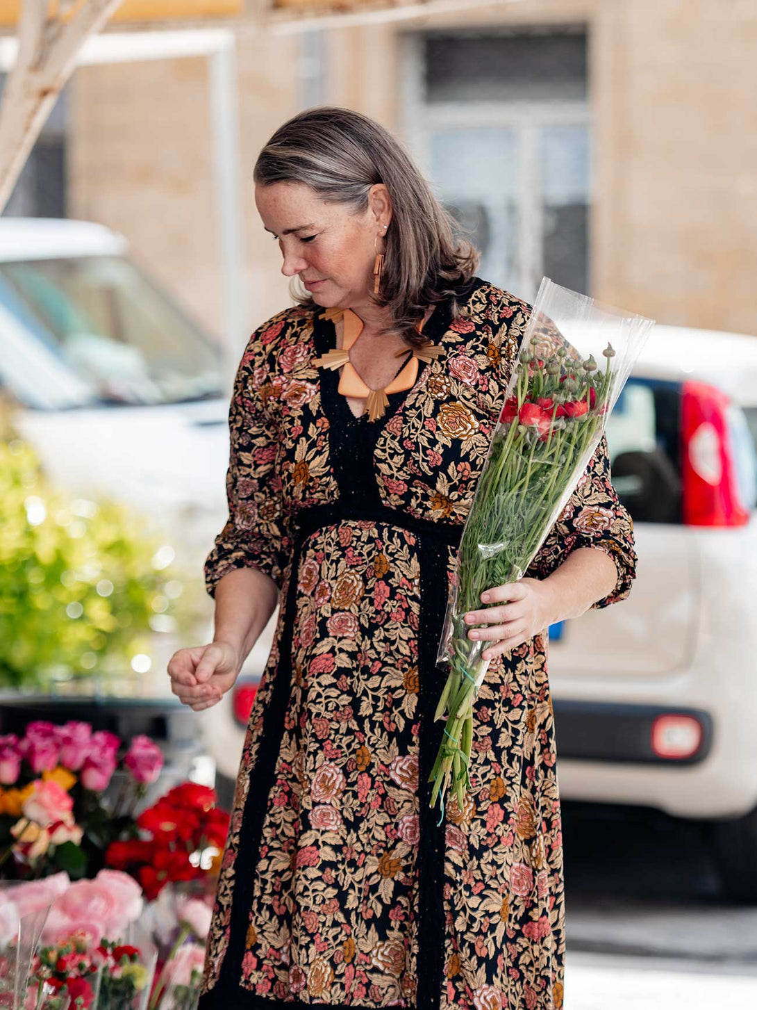 Vestito lungo boho dettaglio ricamo Stefania-Vestito-Bijondo-marrone-taglia unica-Bijondo