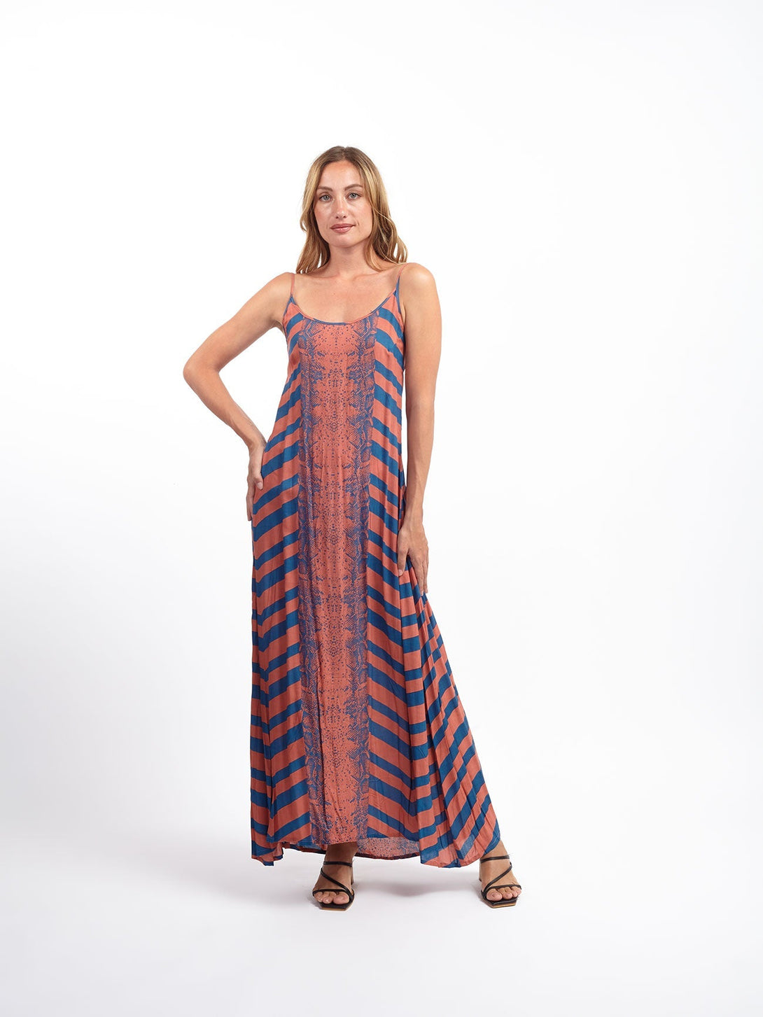 Vestito lungo open back Riley-rosa-S-M-Bijondo