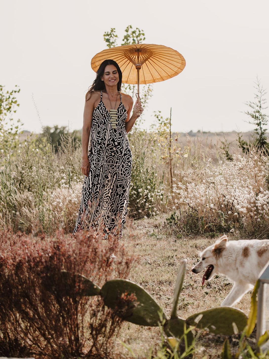 Vestito lungo boho spacchi laterali rayon Darya-nero-S-M-Bijondo