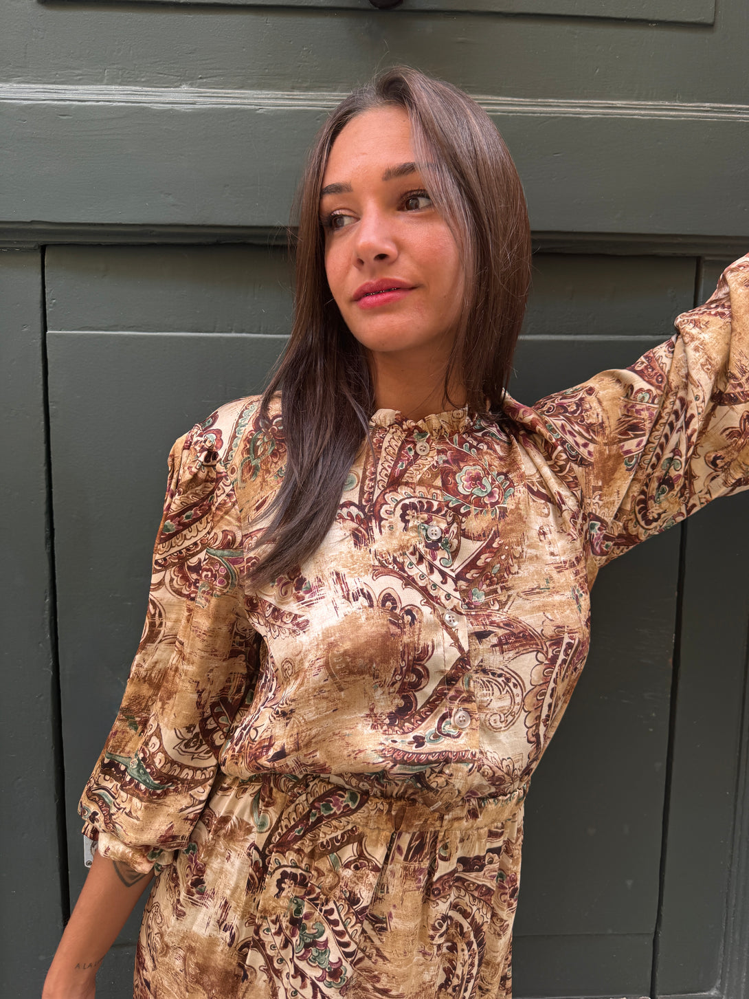 Vestito lungo bottoni Clara-Vestito-Bijondo-Ocra-S-Bijondo