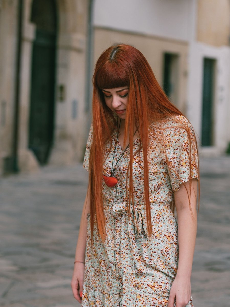 Vestito lungo chemisier con cintura Emma - verde - Bijondo