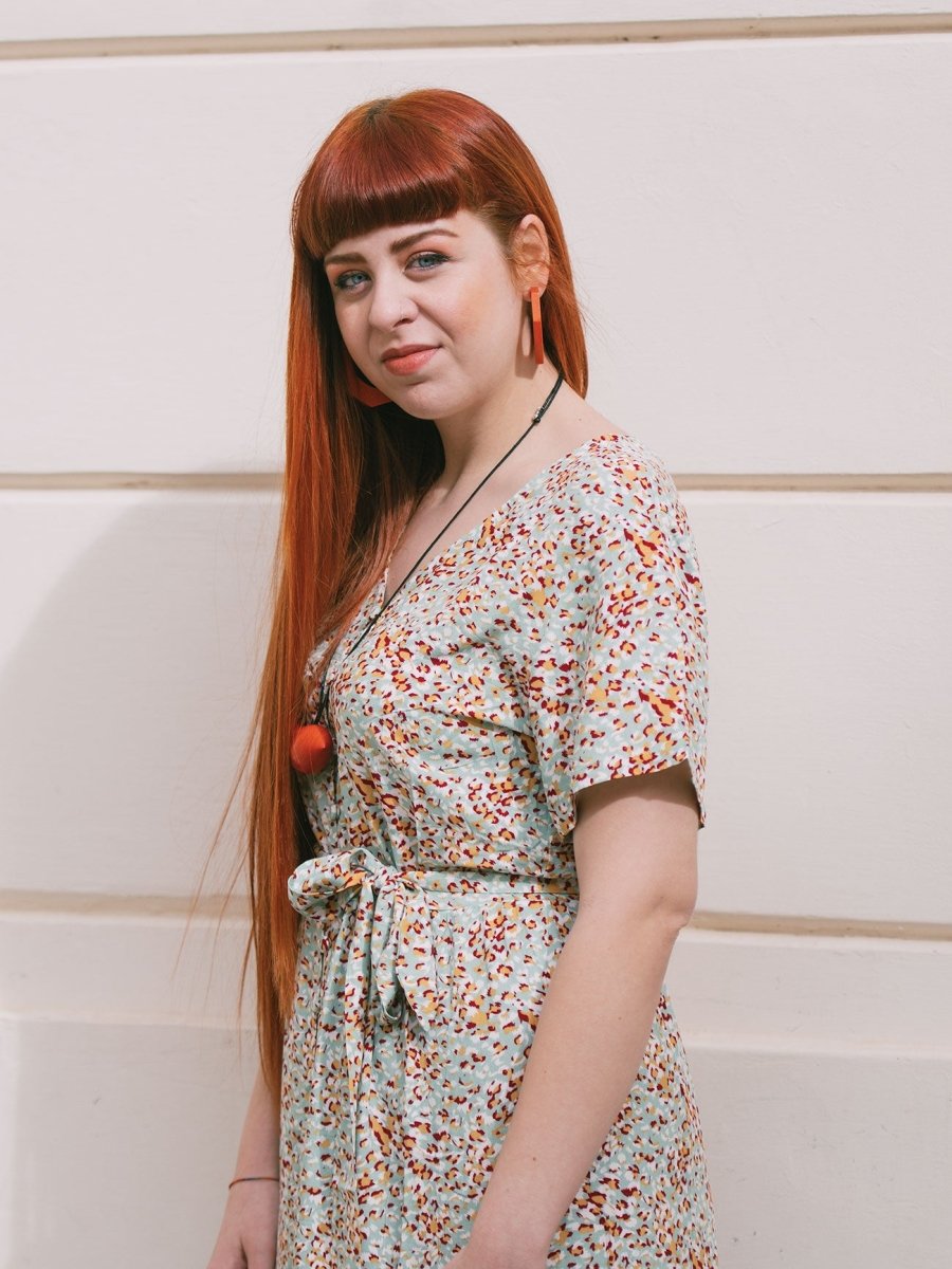 Vestito lungo chemisier con cintura Emma - verde - Bijondo