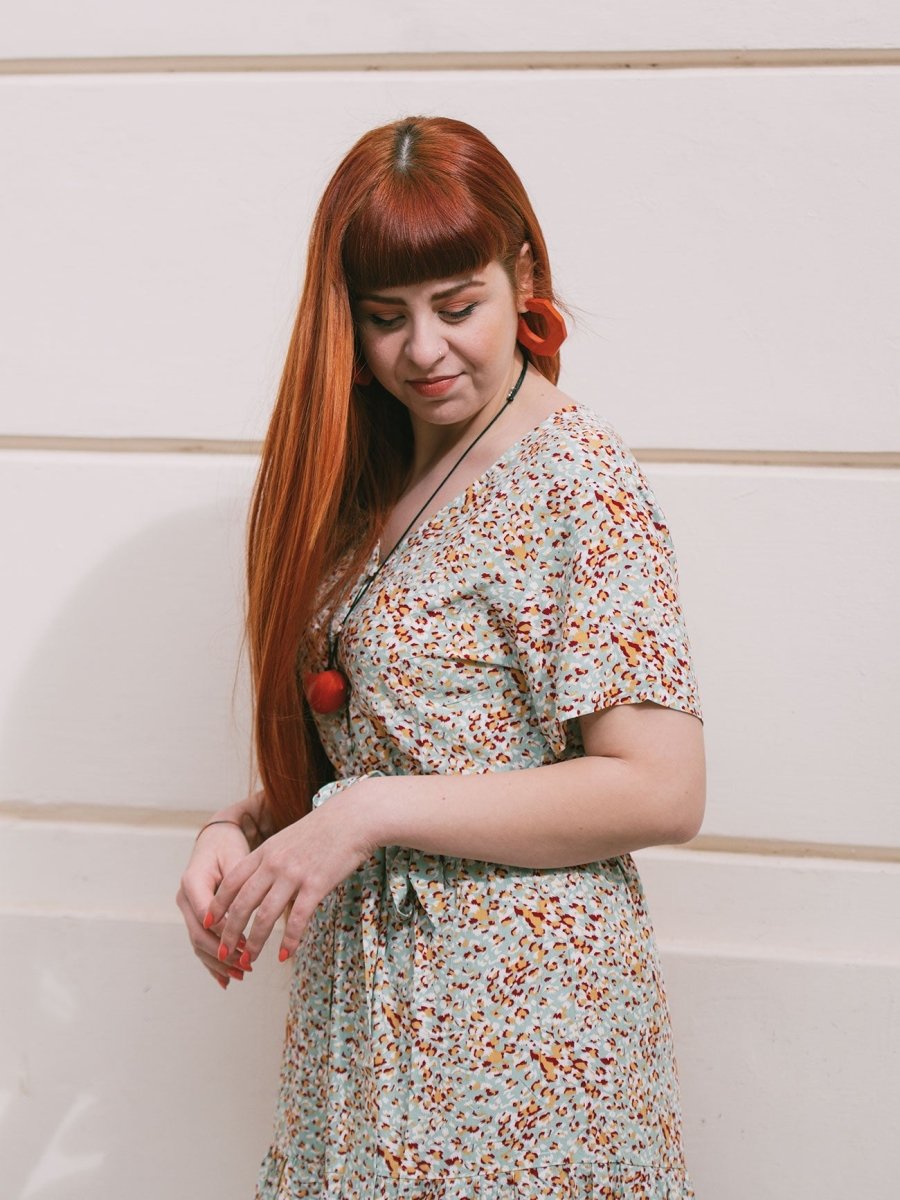 Vestito lungo chemisier con cintura Emma - verde - Bijondo