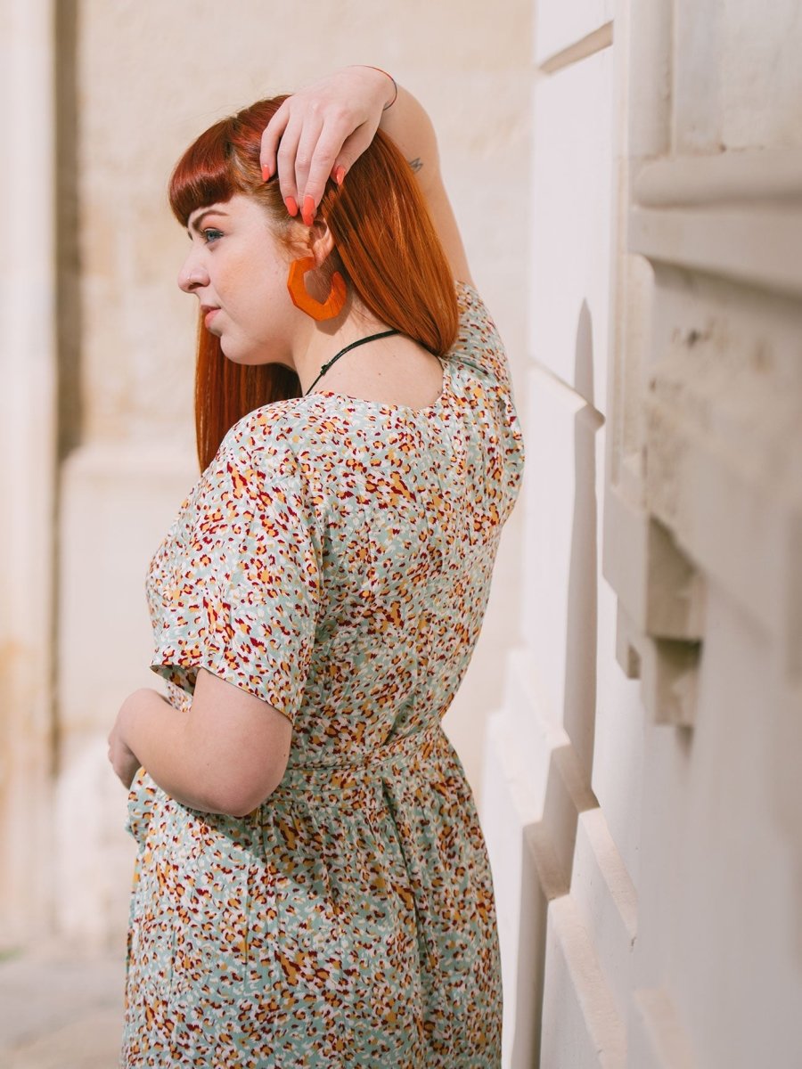 Vestito lungo chemisier con cintura Emma - verde - Bijondo