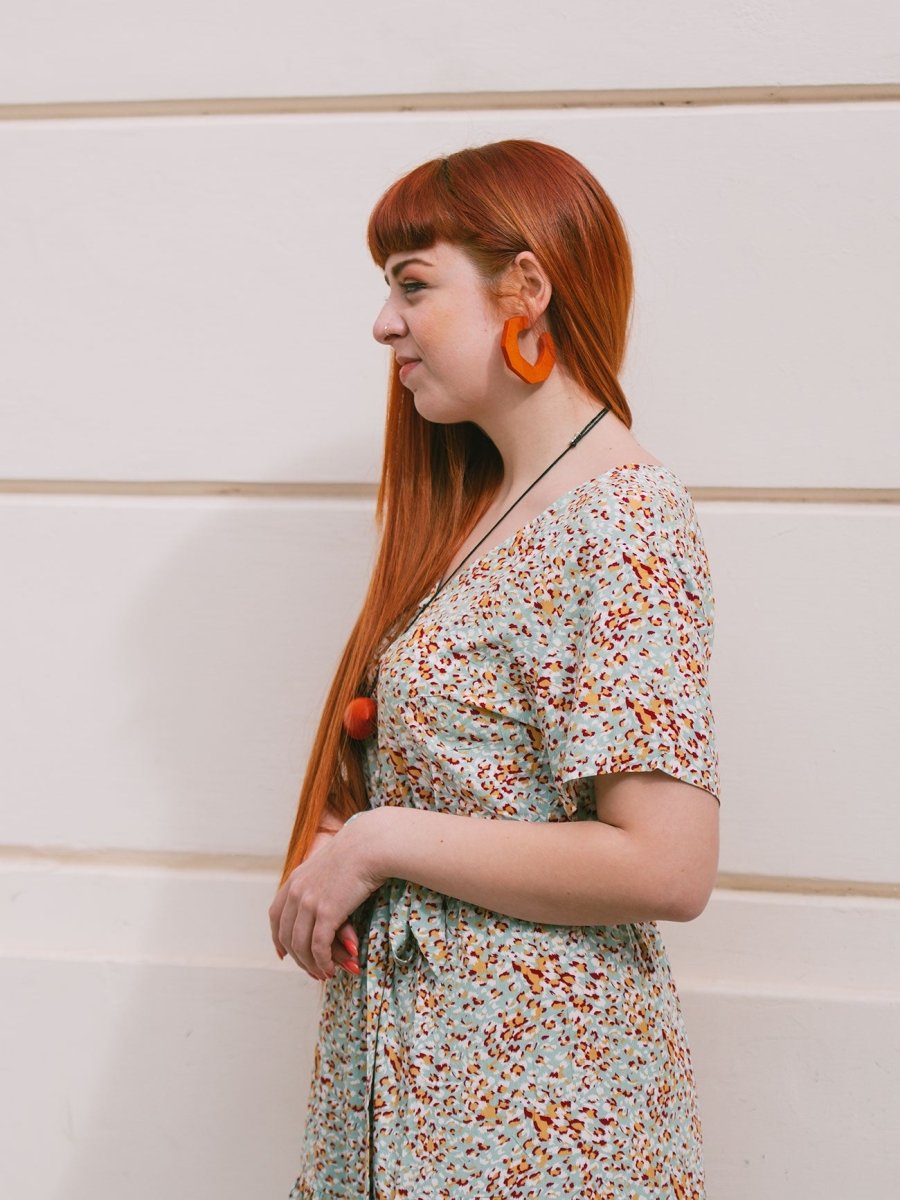 Vestito lungo chemisier con cintura Emma - verde - Bijondo