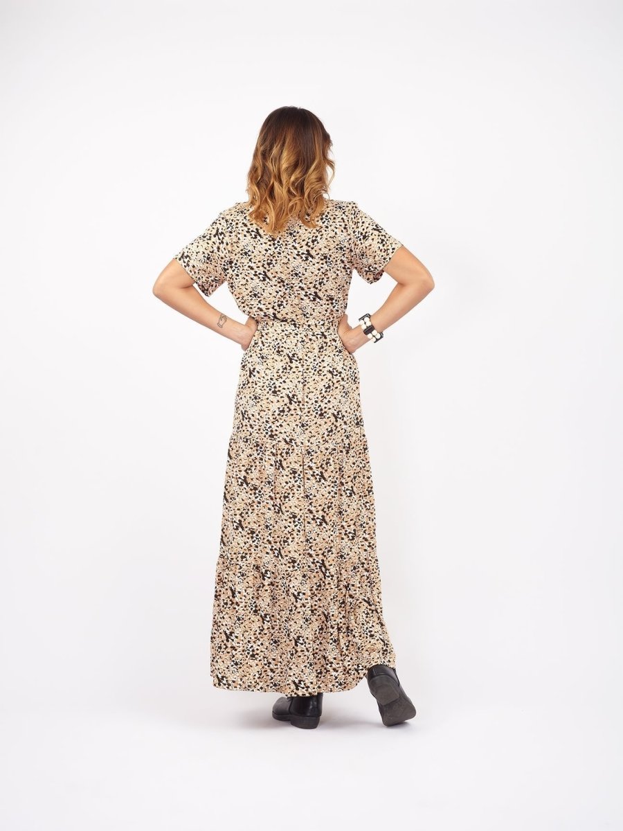 Vestito lungo chemisier con cintura Emma - beige - Bijondo