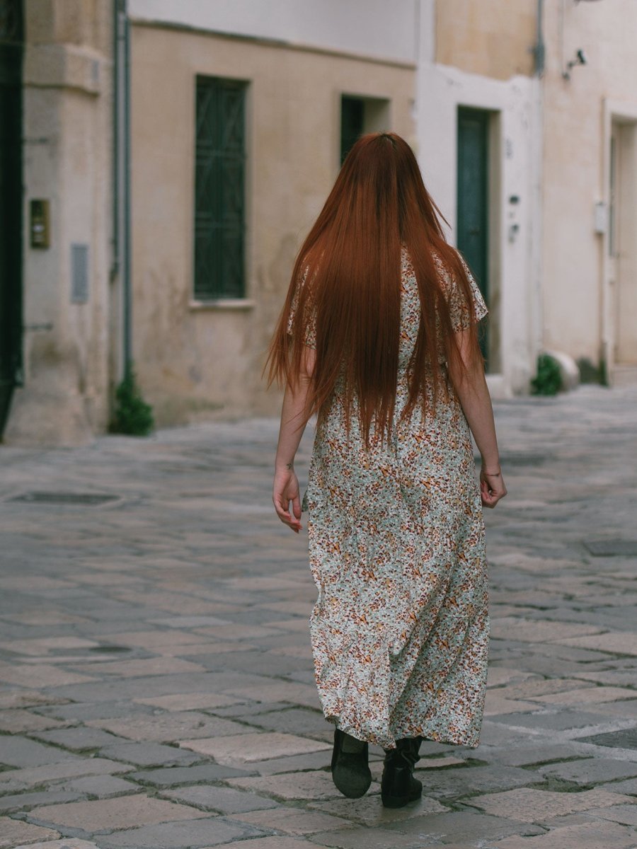 Vestito lungo chemisier con cintura Emma - beige - Bijondo