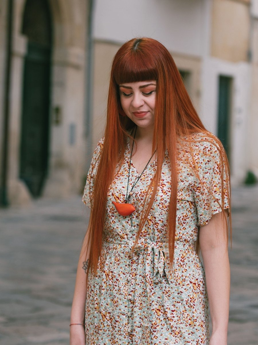 Vestito lungo chemisier con cintura Emma - verde - Bijondo