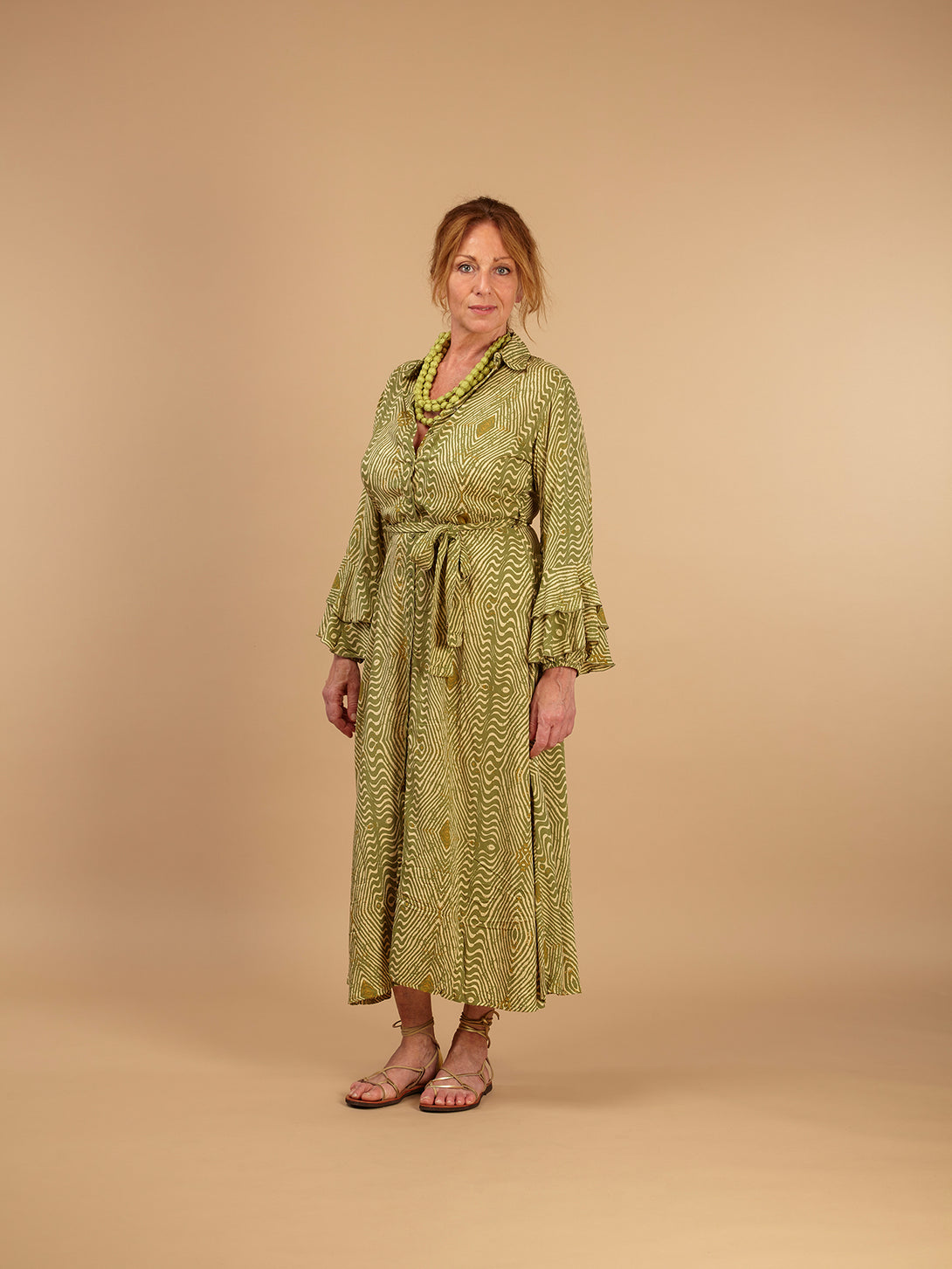 Vestito lungo chemisier rayon Sally-vestito-Bijondo-verde-S-M-Bijondo