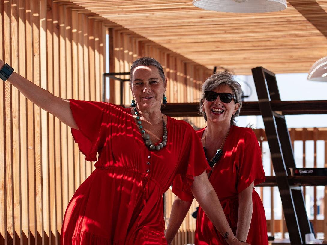 Vestito lungo con bottoni Frida-rosso-S-M-Bijondo