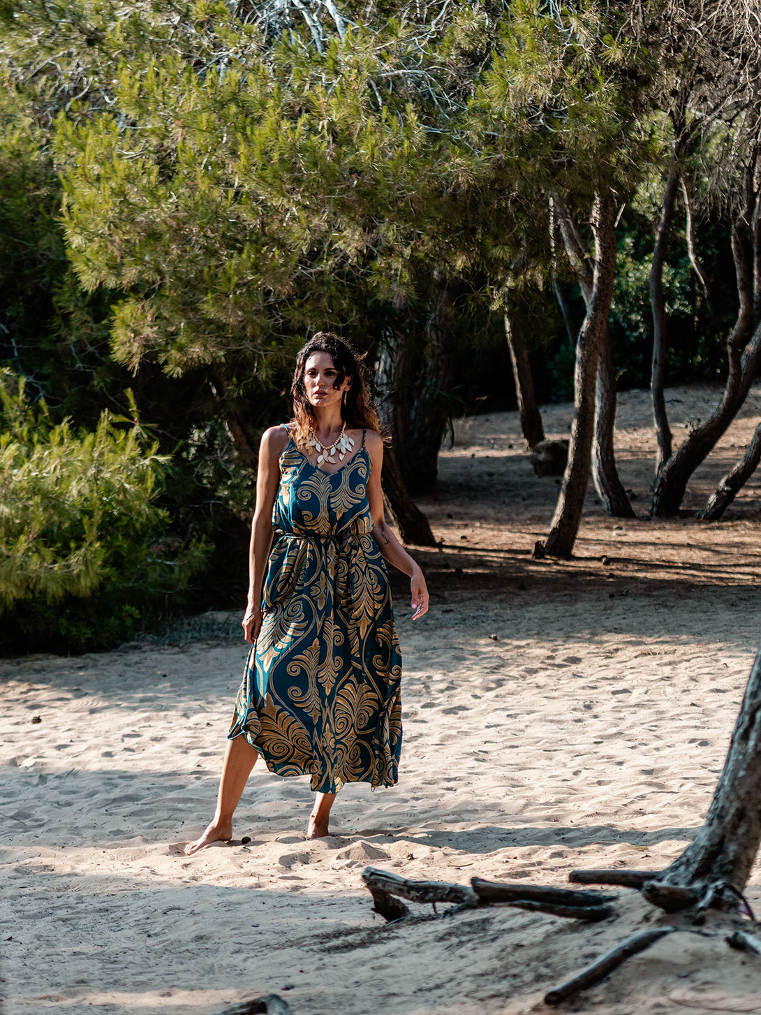 Vestito lungo con seta, oro laminato Maly-Vestito-WhyY-Bijondo