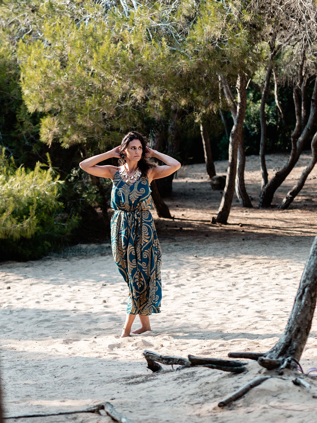 Vestito lungo con seta, oro laminato Maly-Vestito-WhyY-Bijondo