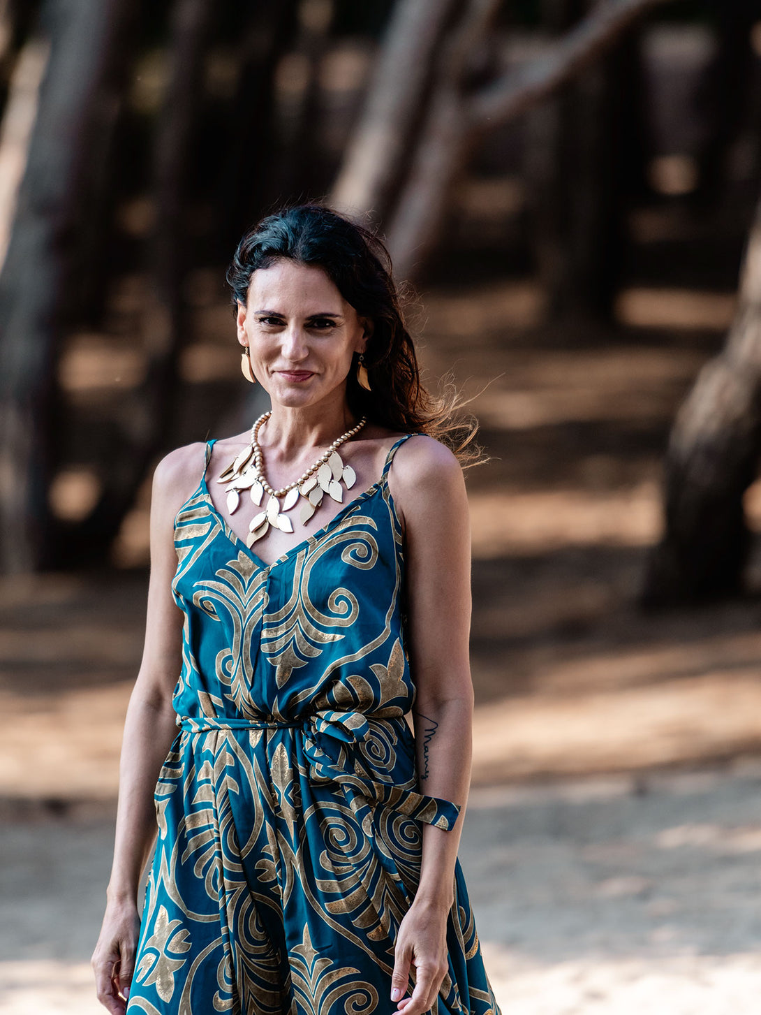 Vestito lungo con seta, oro laminato Maly-Vestito-WhyY-Bijondo