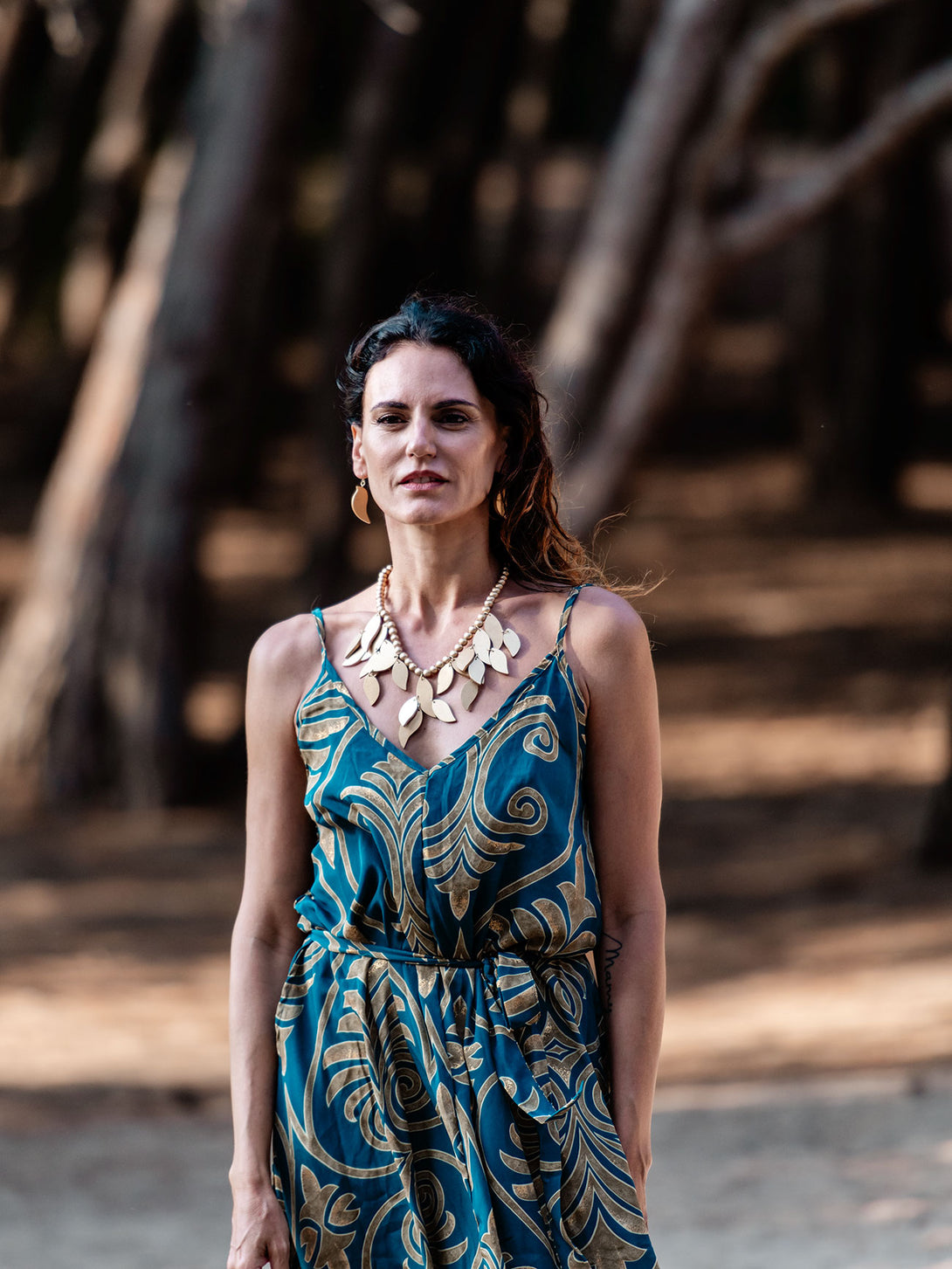 Vestito lungo con seta, oro laminato Maly-Vestito-WhyY-Bijondo