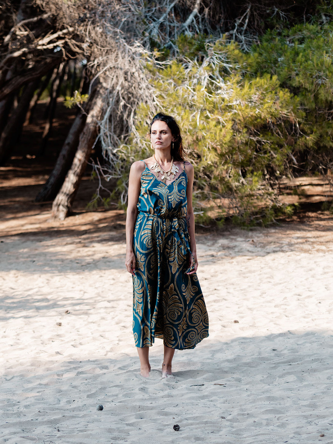 Vestito lungo con seta, oro laminato Maly-Vestito-WhyY-Bijondo