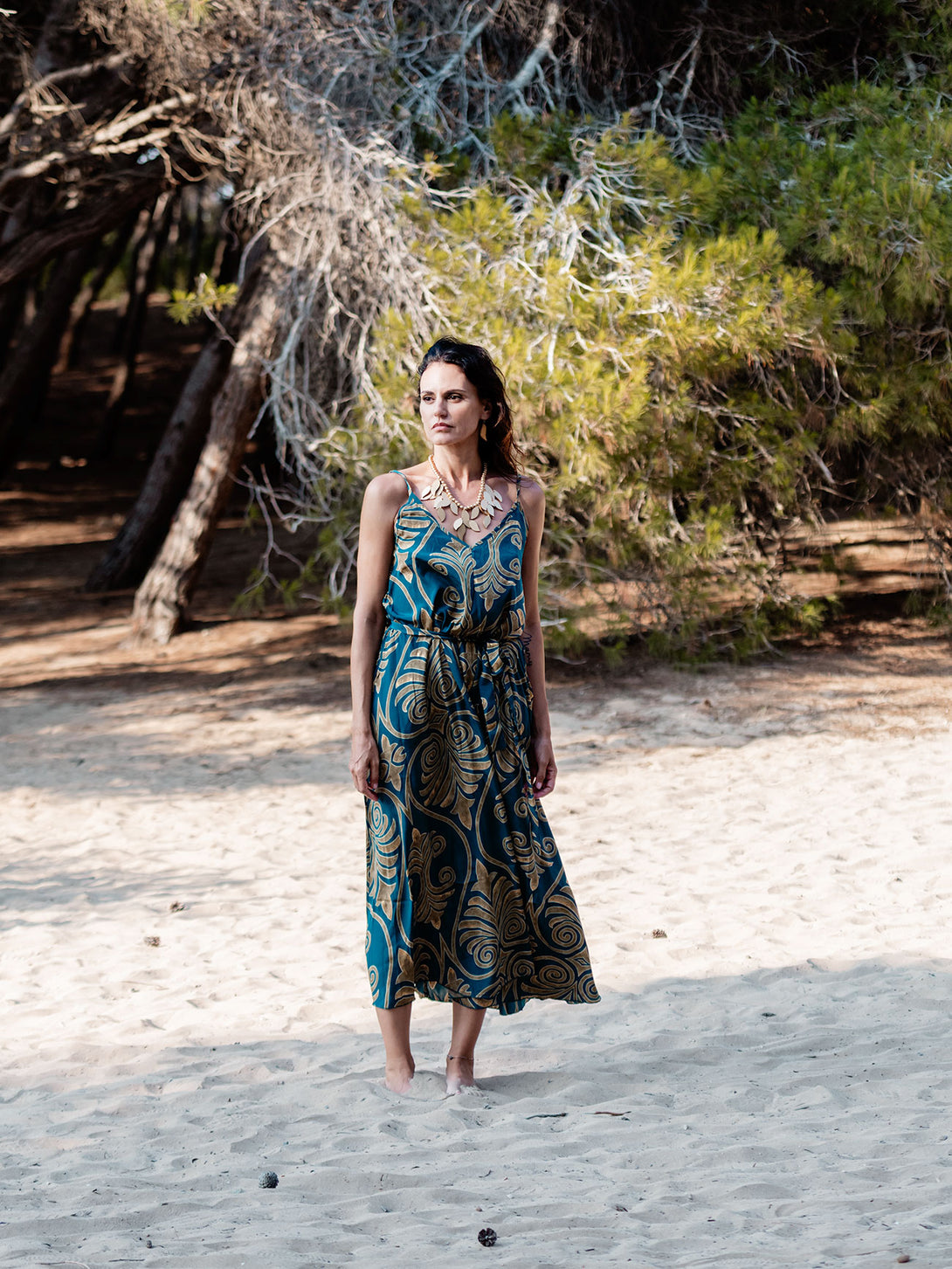 Vestito lungo con seta, oro laminato Maly-Vestito-WhyY-Bijondo