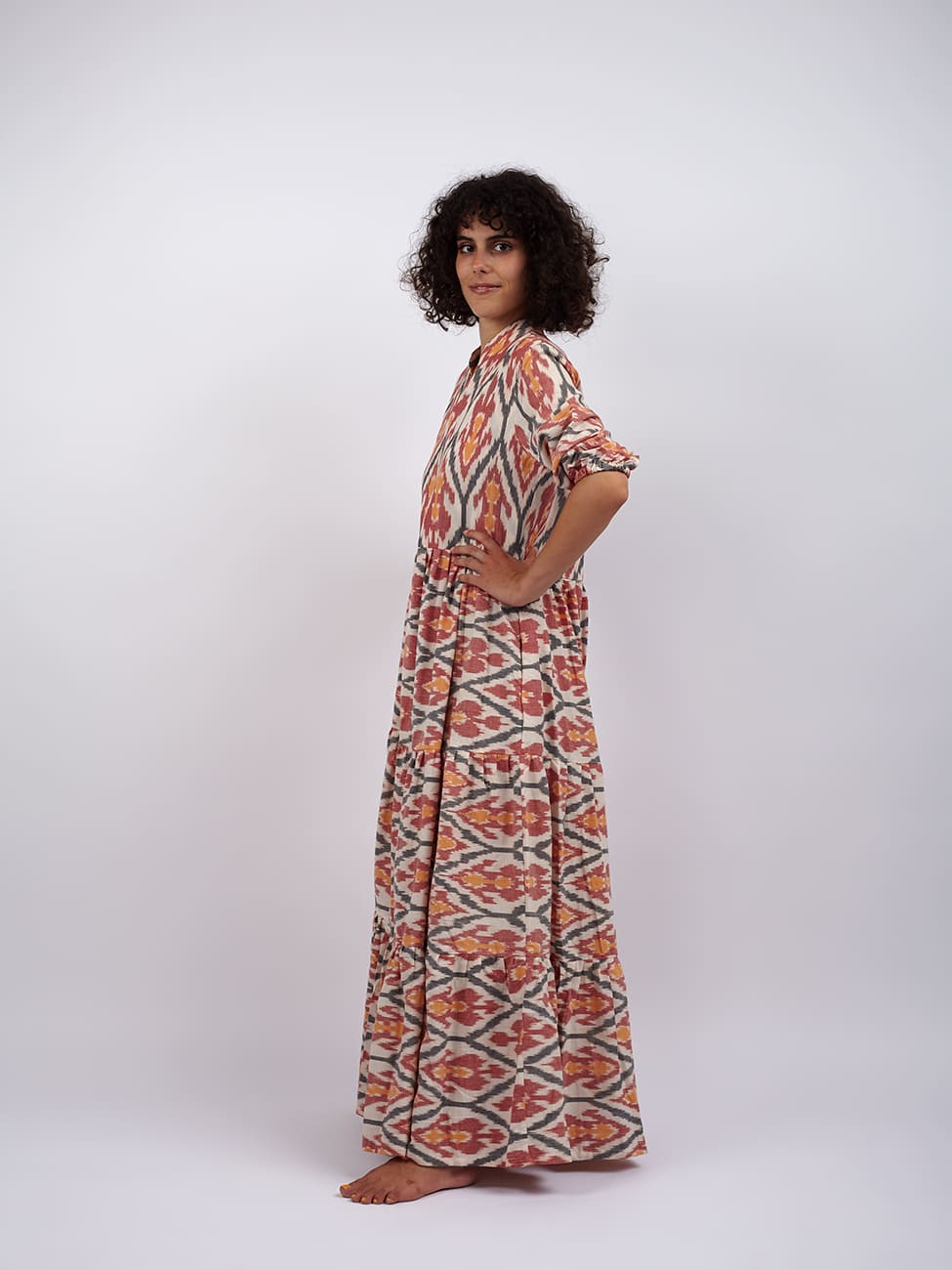Vestito lungo cotone Shobha - ikat - Bijondo