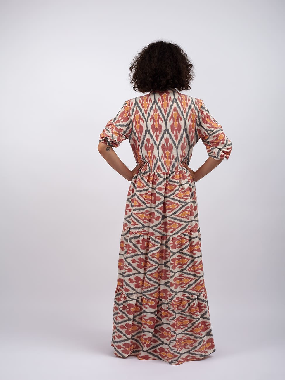 Vestito lungo cotone Shobha - ikat - Bijondo