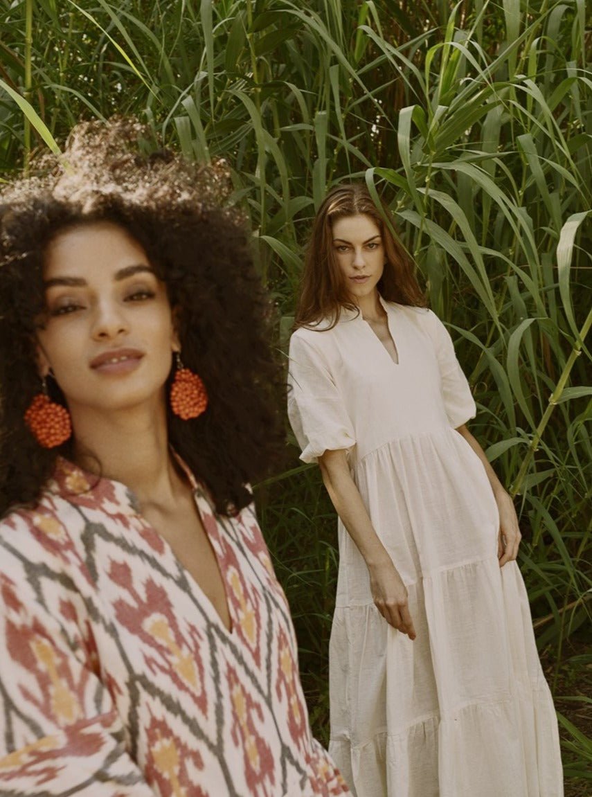 Vestito lungo cotone Shobha - ikat - Bijondo