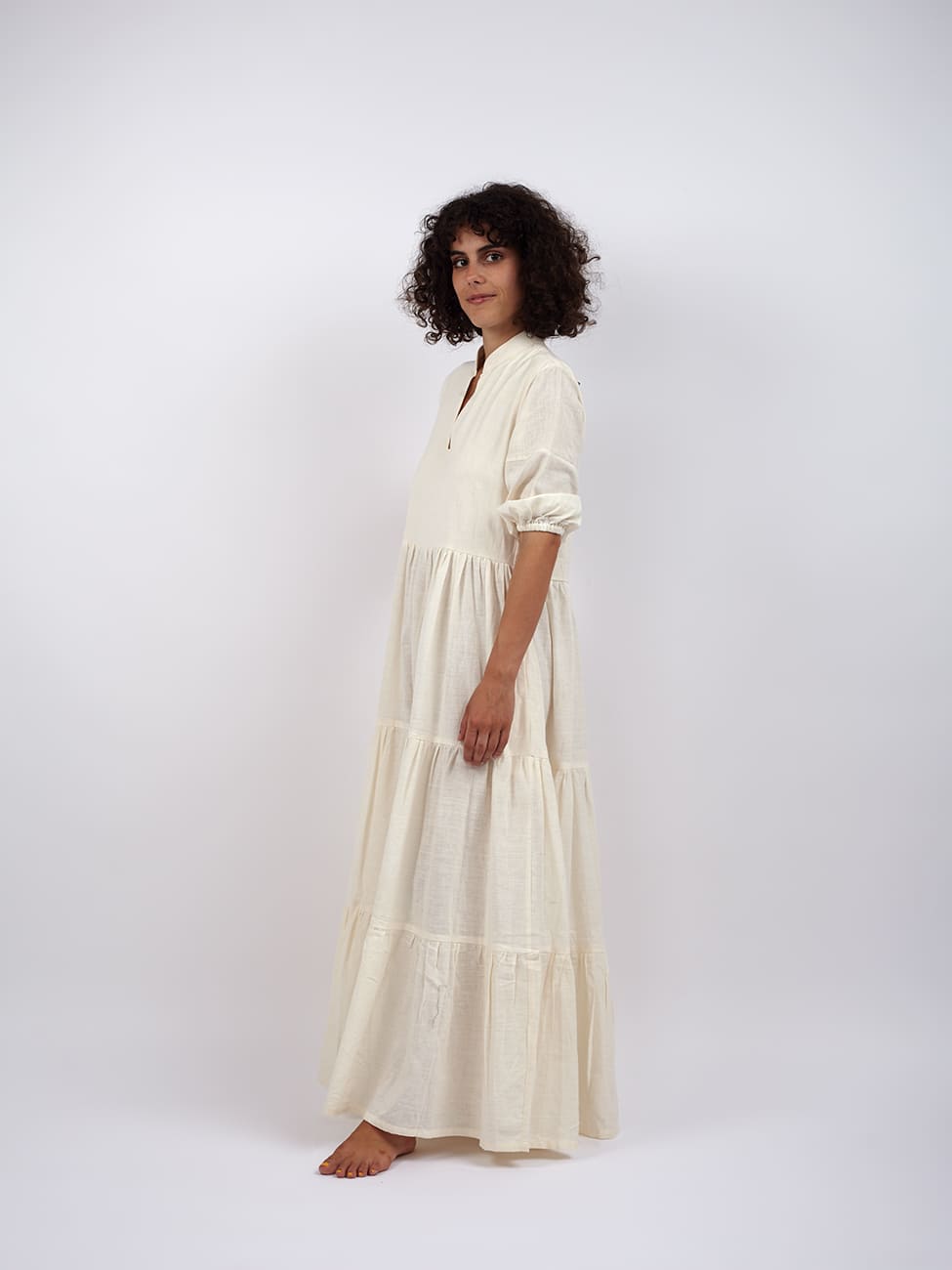 Vestito lungo cotone Shobha - bianco - Bijondo