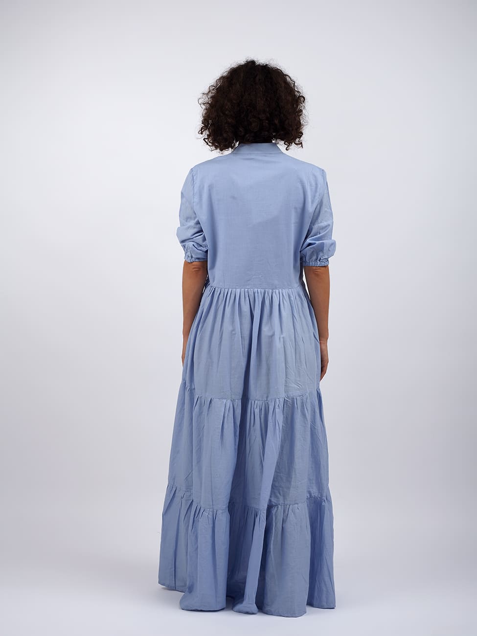 Vestito lungo cotone Shobha - celeste - Bijondo