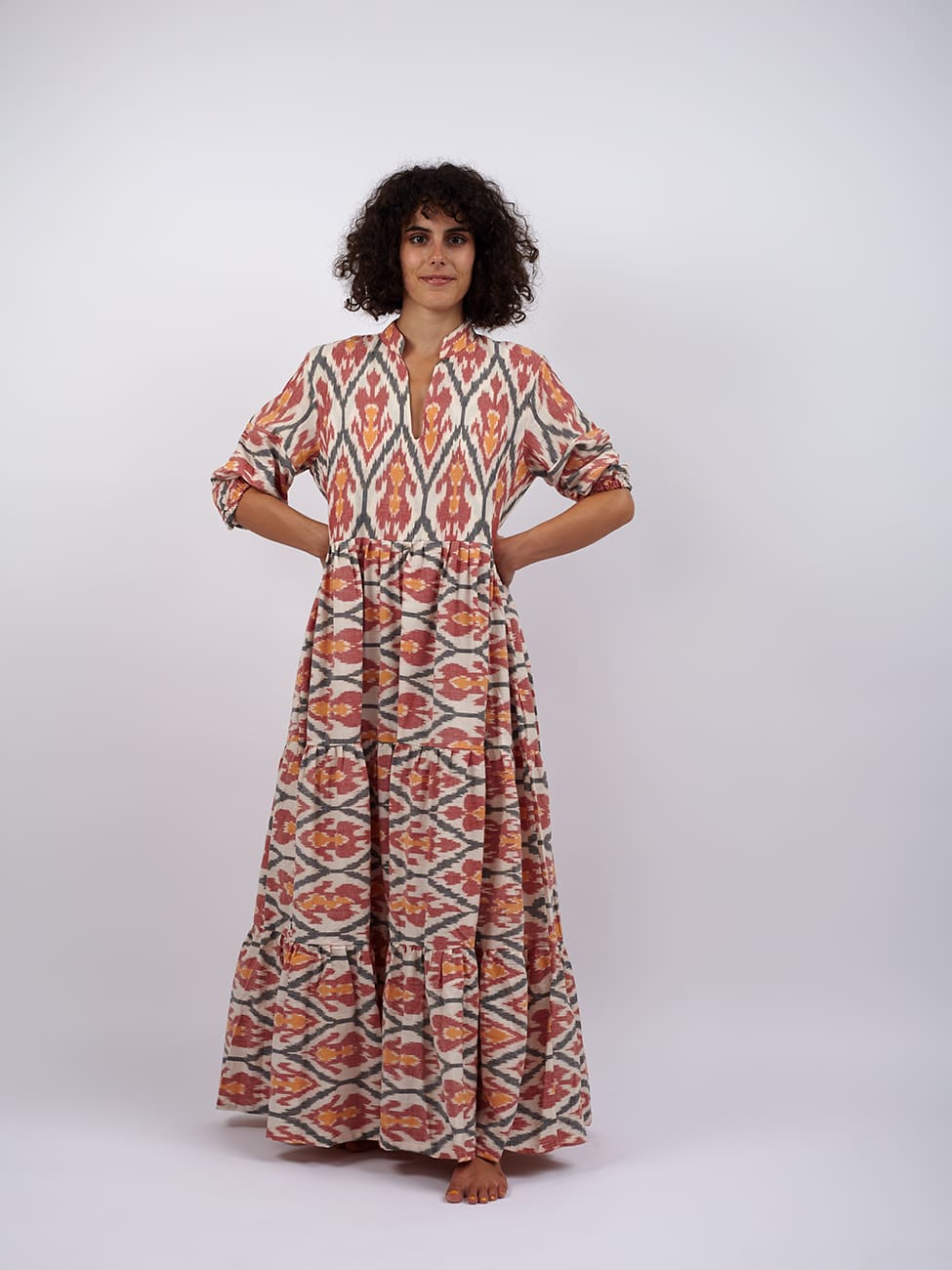 Vestito lungo cotone Shobha - ikat - Bijondo