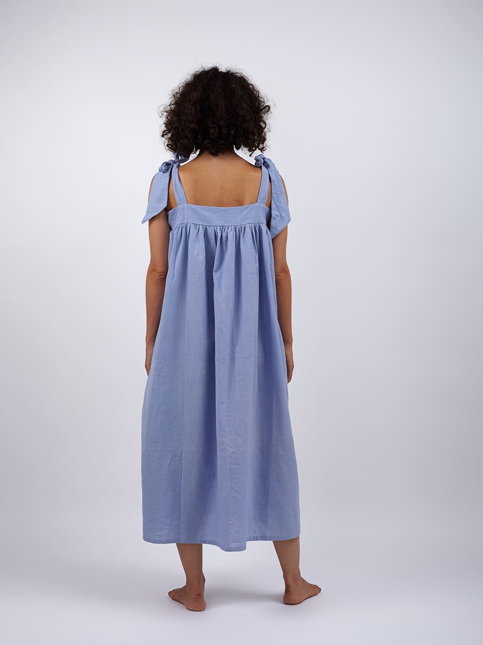 Vestito lungo cotone Vimla - celeste - Bijondo