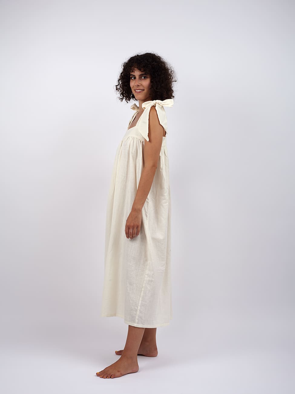 Vestito lungo cotone Vimla - bianco - Bijondo