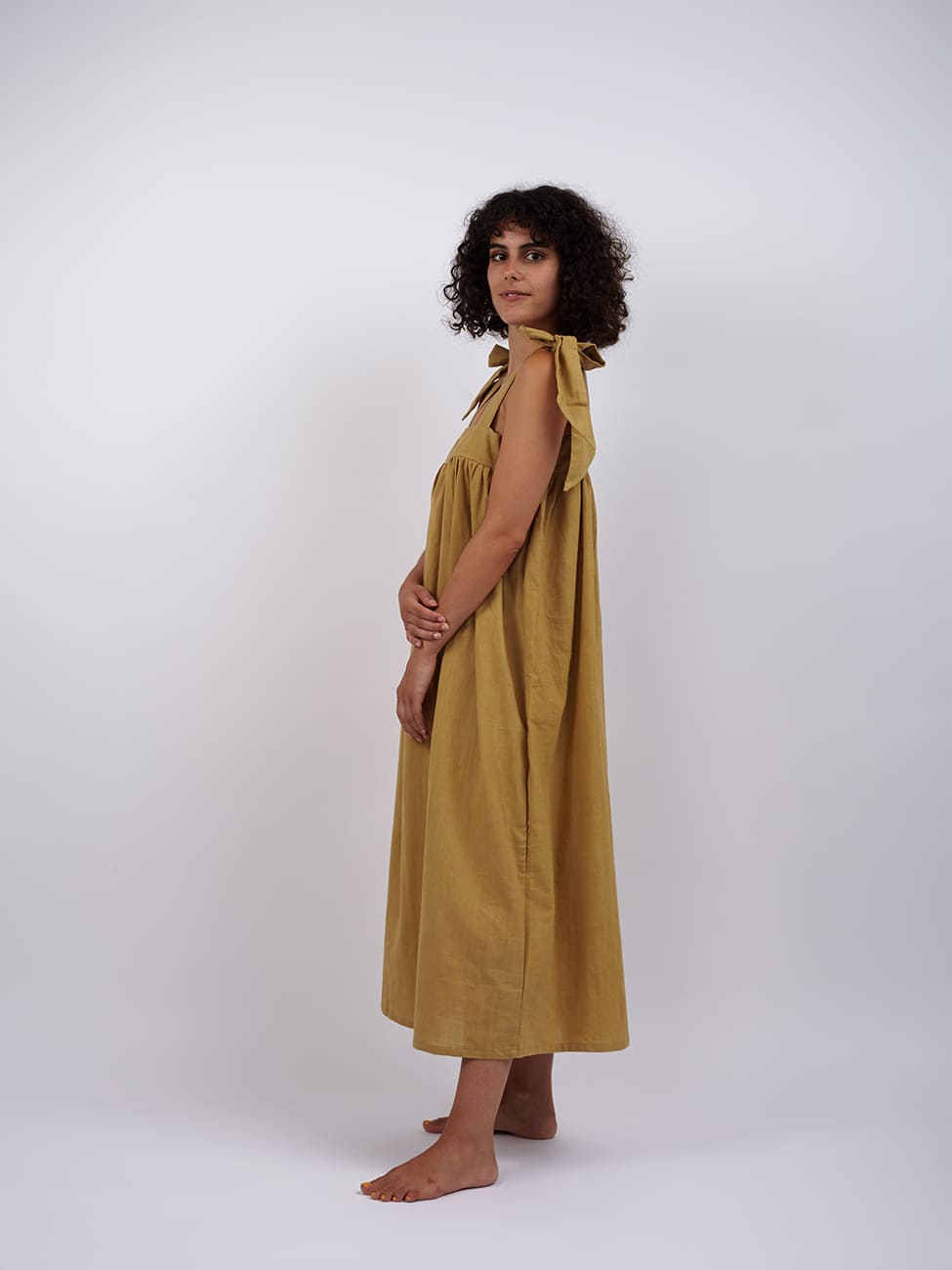 Vestito lungo cotone Vimla - beige - Bijondo
