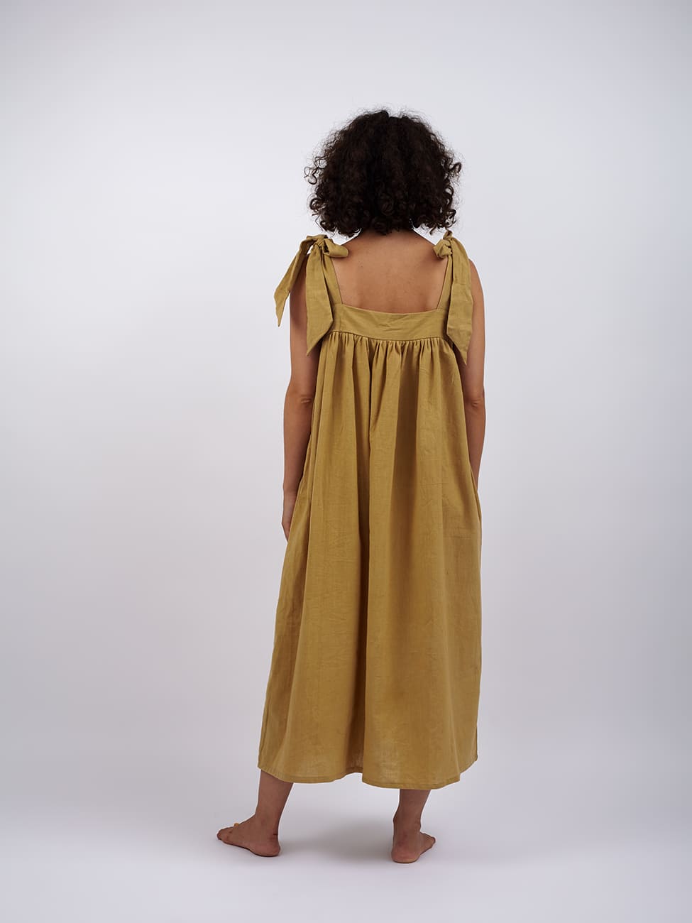 Vestito lungo cotone Vimla - beige - Bijondo