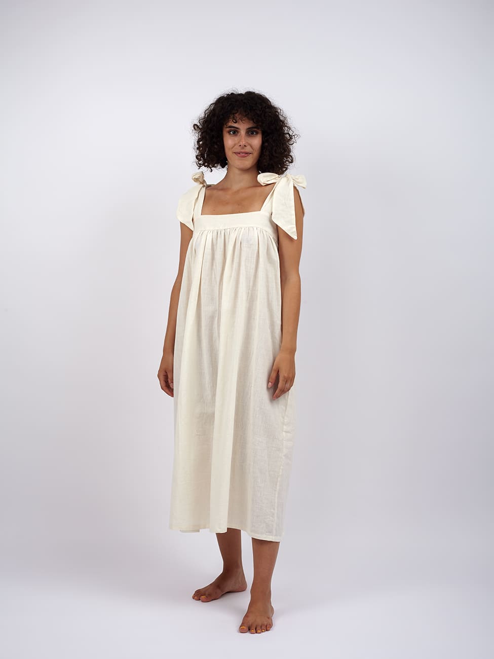 Vestito lungo cotone Vimla - bianco - Bijondo