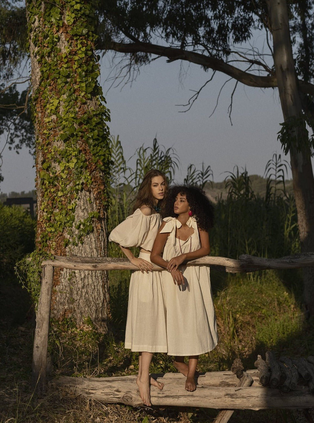 Vestito lungo cotone Vimla - beige - Bijondo