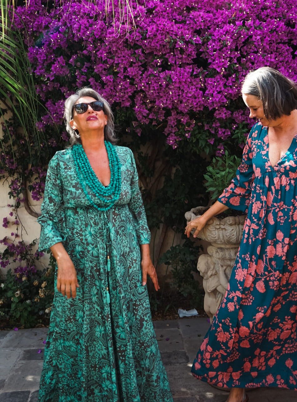 Vestito lungo elegante in seta Violante - tiffany - Bijondo