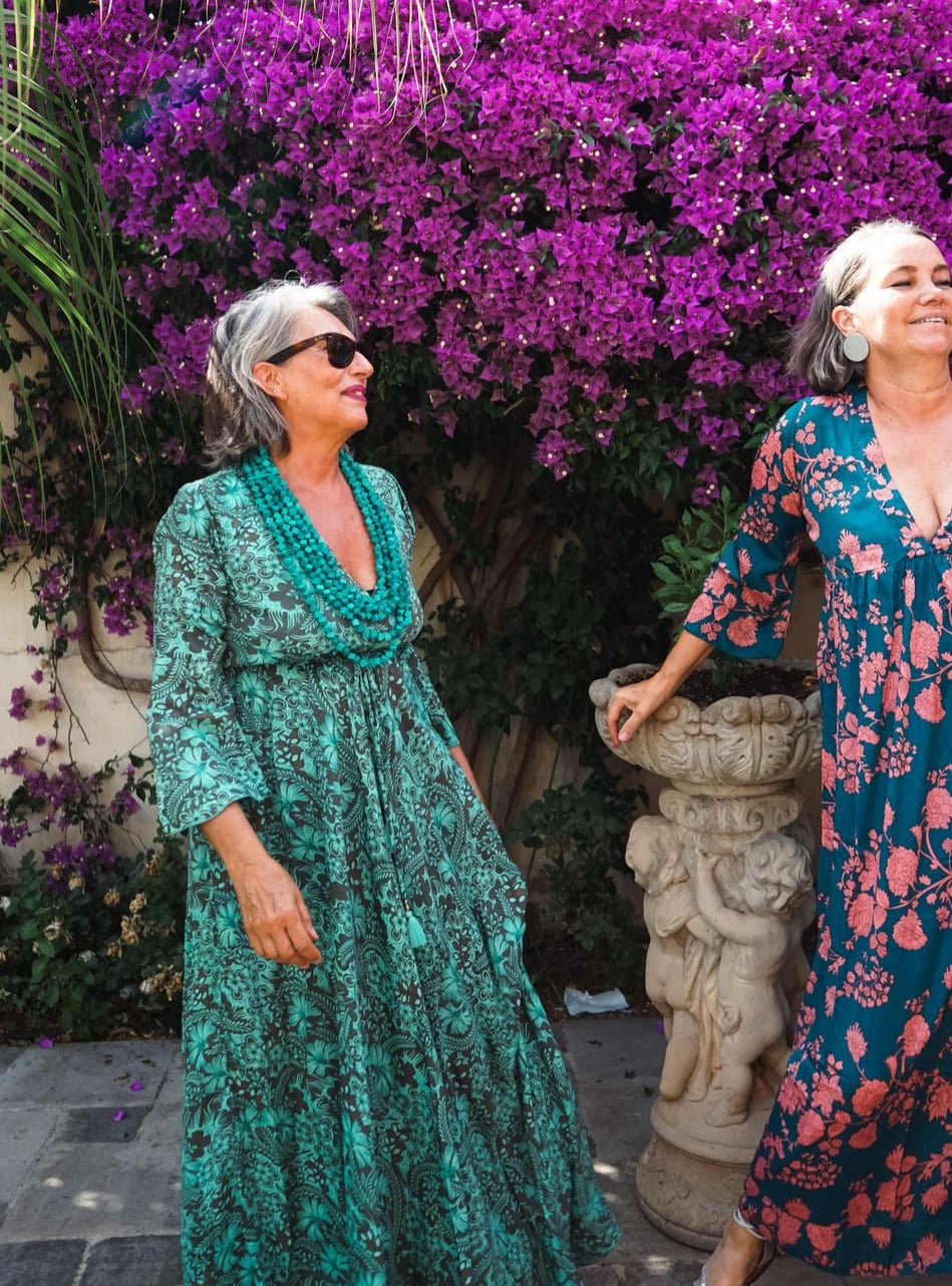 Vestito lungo elegante in seta Violante - tiffany - Bijondo