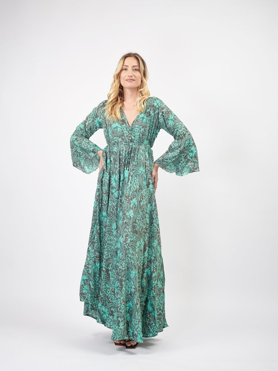 Vestito lungo elegante in seta Violante - tiffany - Bijondo