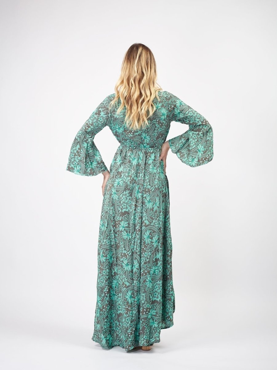 Vestito lungo elegante in seta Violante - tiffany - Bijondo