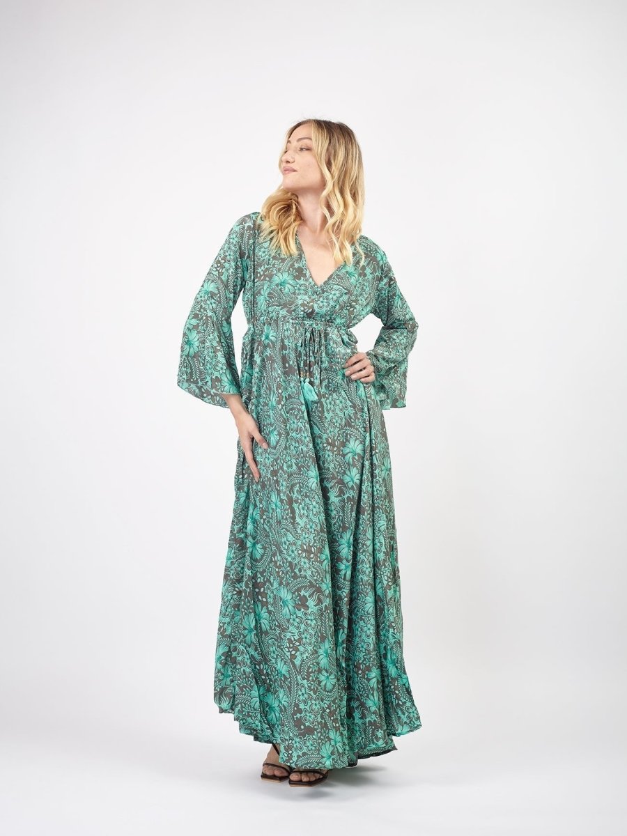 Vestito lungo elegante in seta Violante - tiffany - Bijondo