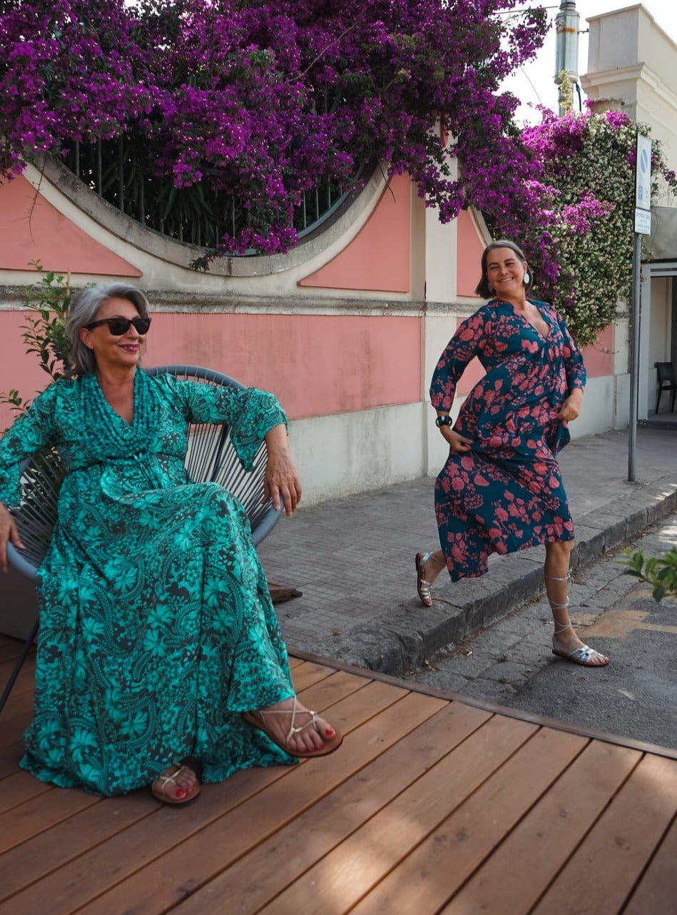 Vestito lungo elegante in seta Violante - tiffany - Bijondo