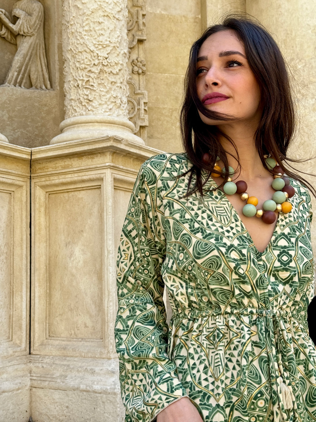 Vestito lungo elegante in seta Violante metallic-Vestito-WhyY-Bijondo