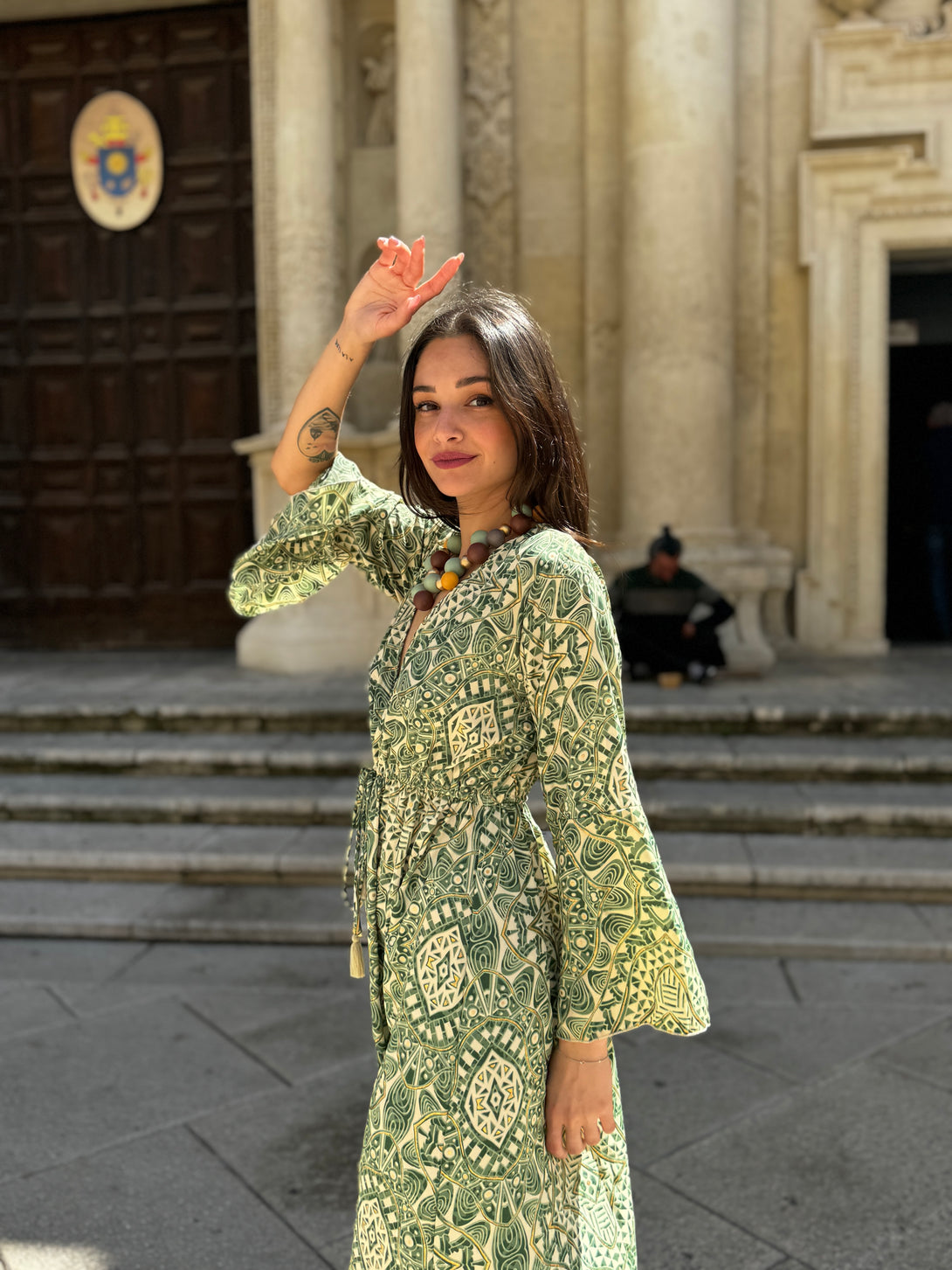 Vestito lungo elegante in seta Violante metallic-Vestito-WhyY-Bijondo