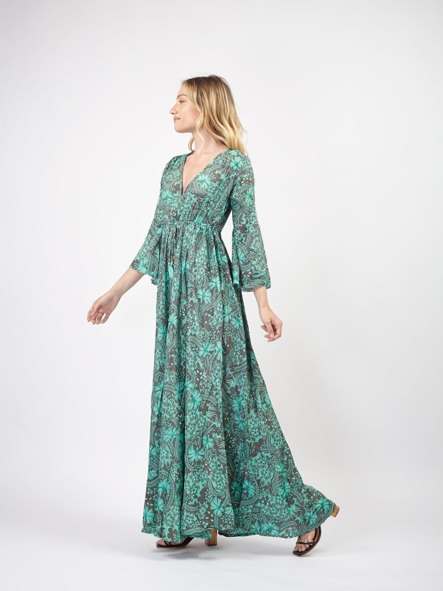 Vestito lungo elegante in seta Violante - tiffany - Bijondo