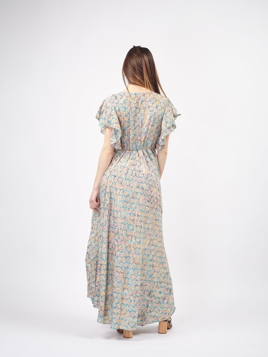 Vestito lungo elegante seta Lindy - celeste - Bijondo