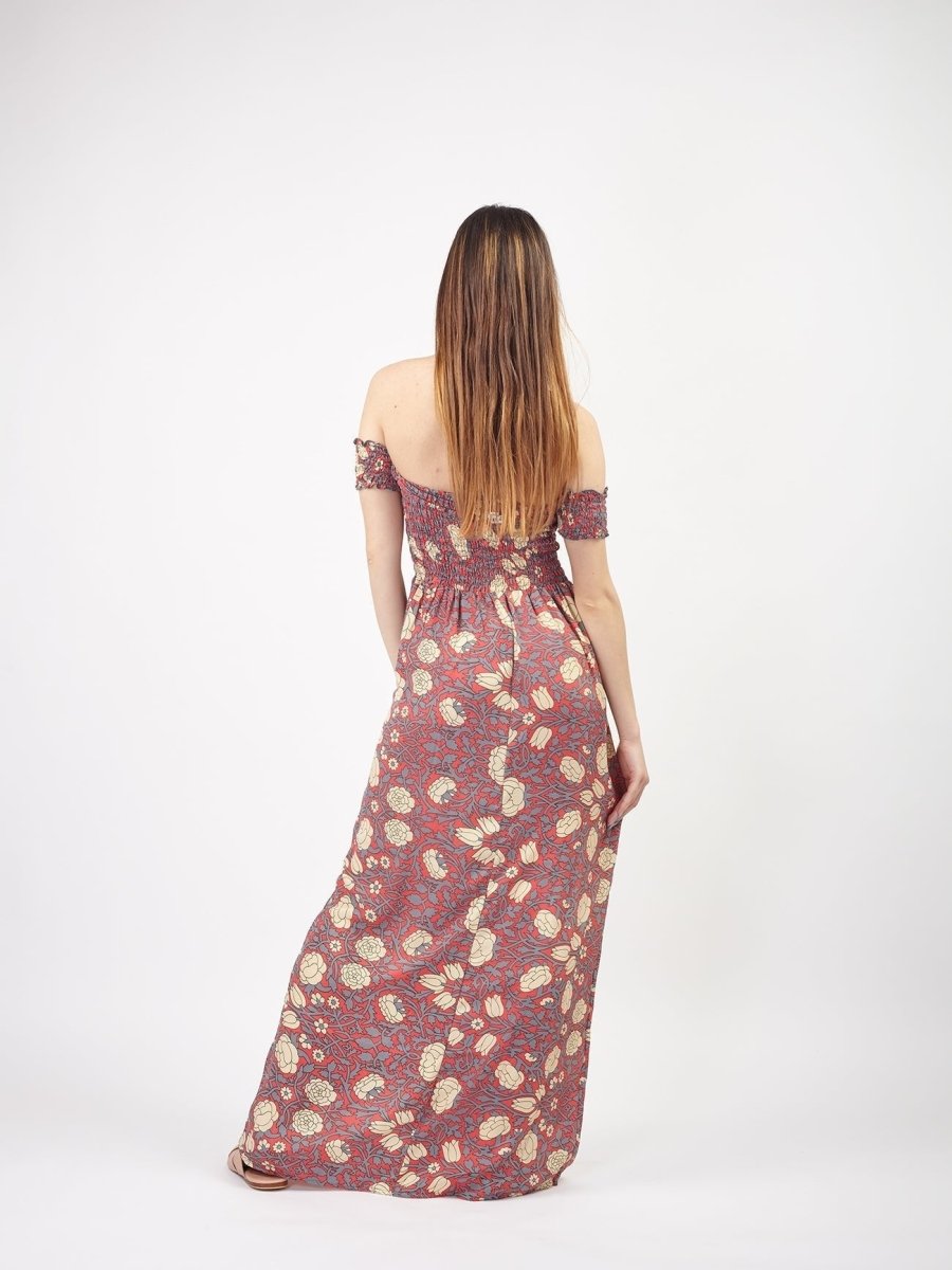 Vestito lungo in seta Alaina - rosso - Bijondo